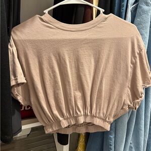 Garage Light Brown Scrunch Crop Top